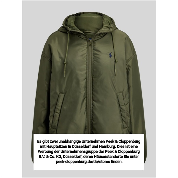 Polo Ralph Lauren Damen Oliv Relaxed Fit Blouson Mit Zweiwege-Reißverschluss