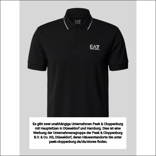 Ea7 Emporio Armani Herren Schwarz Regular Fit Poloshirt Mit Logo-Print