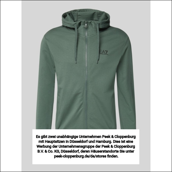 Ea7 Emporio Armani Herren Gruen Slim Fit Sweatjacke Mit Kapuze