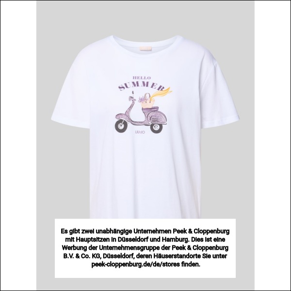 Liu Jo White Damen Weiss T-Shirt Mit Motiv Und Ziersteinbesatz Klein